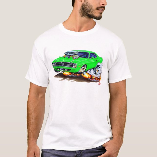 Camiseta Carro 1970 verde de Cuda (Frente)
