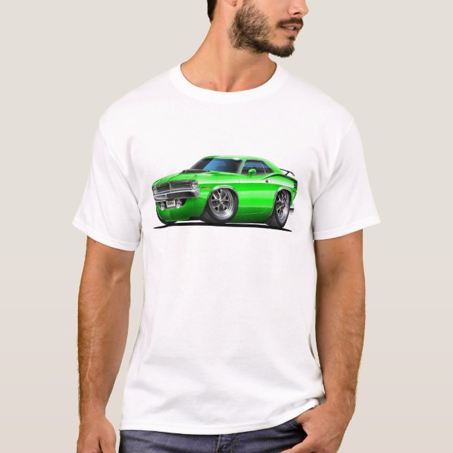 Camiseta Carro 1970 verde de Plymouth Cuda (Frente)