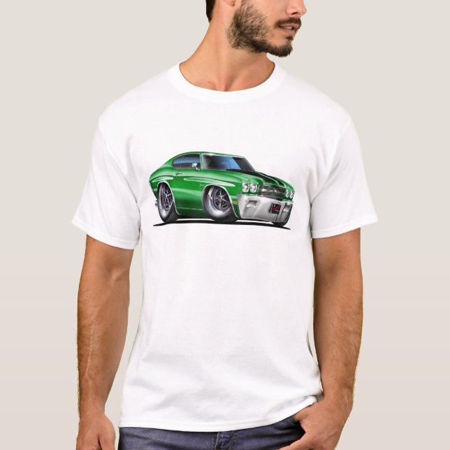 Camiseta Carro 1970 Verde-Preto de Chevelle (Frente)