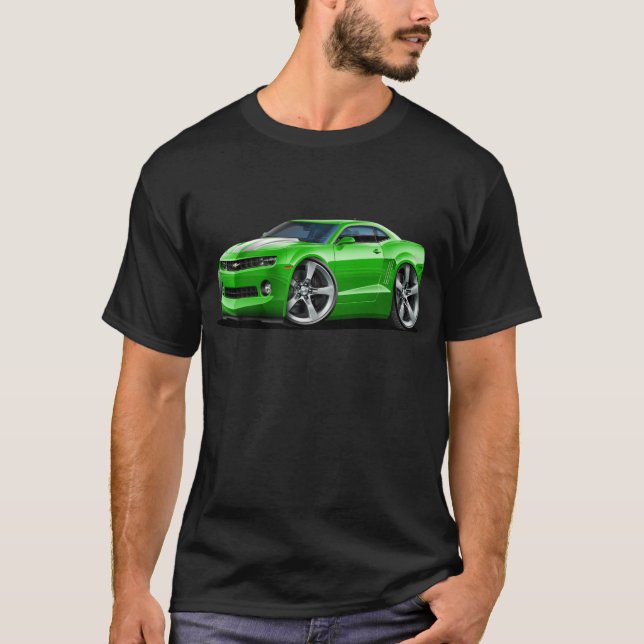 Camiseta Carro 2010-12 Verde-Branco de Camaro (Frente)