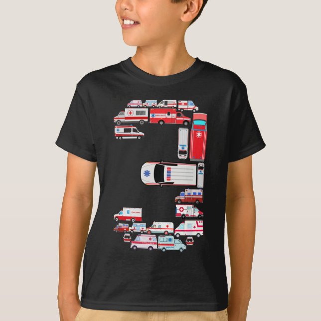Camiseta Carro Ambulante Para Meninos De 3 Anos (Frente)