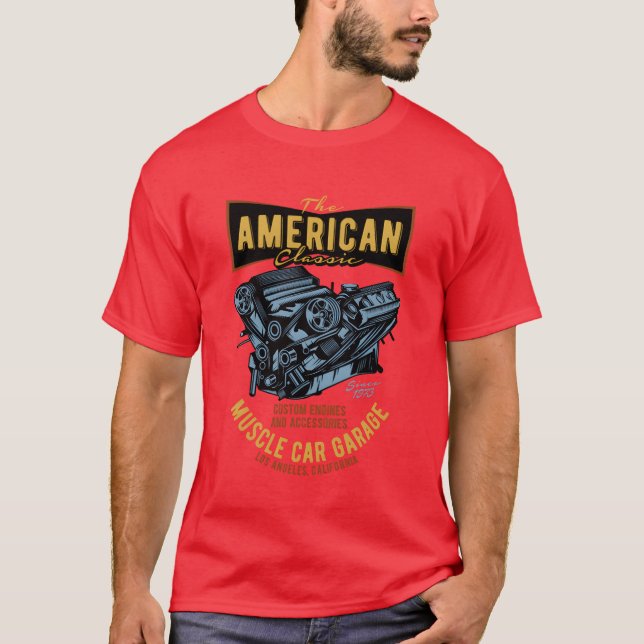 Camiseta Carro americano clássico muscular retrô (Frente)