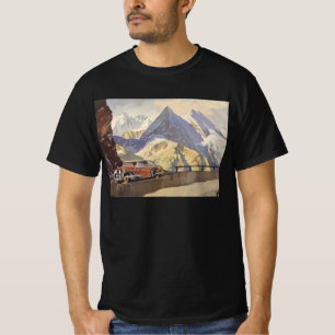 Camiseta Carro Antigo na Estrada da Montanha no Inverno com