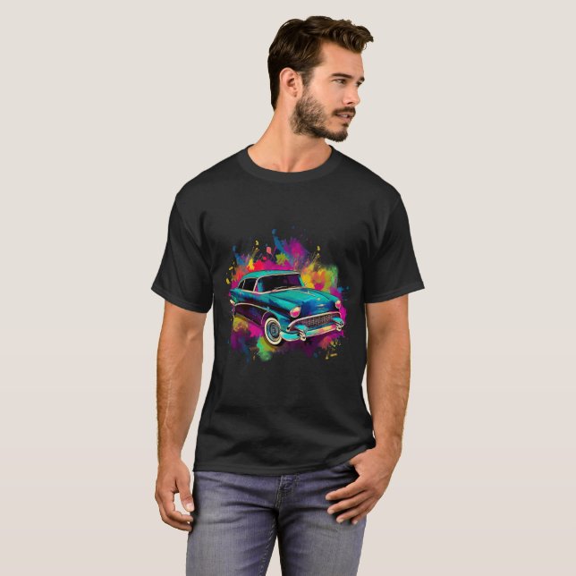 Camiseta Carro-Arte Colorida (Frente Completa)