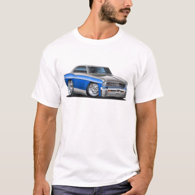 Camiseta Carro Azul-Cinzento da nova de Chevy (Frente)