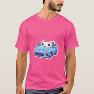 Camiseta Carro Azul Condutor De Gato