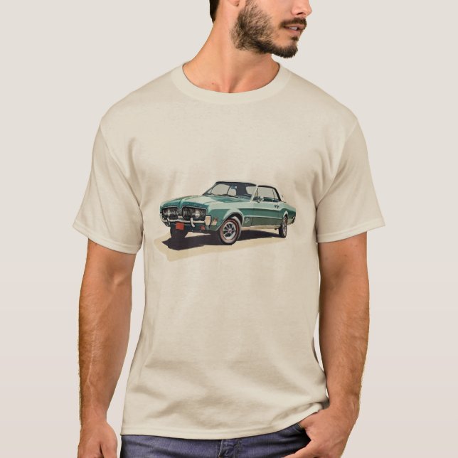 Camiseta Carro Azul Vintage (Frente)