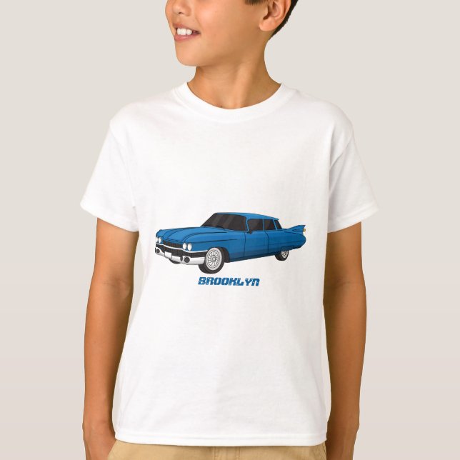 Camiseta Carro clássico azul legal 1959 (Frente)