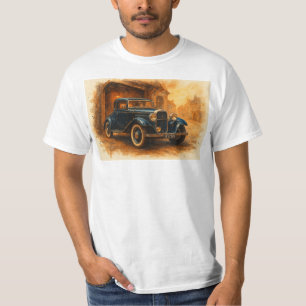 Camiseta Carro Clássico Azul Vintage em Aquarela – Auto Ate