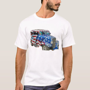 Camiseta Carro Clássico de Bandeira Americana