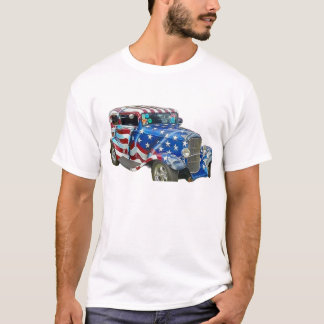 Camiseta Carro Clássico de Bandeira Americana