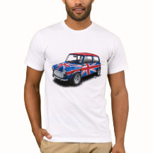 Carro clássico de Union Jack mini no t-shirt