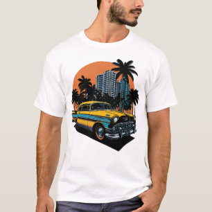 Camiseta Carro Clássico no SUnrise BAckground