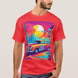 Camiseta Carro Clássico Sunset Cityscape