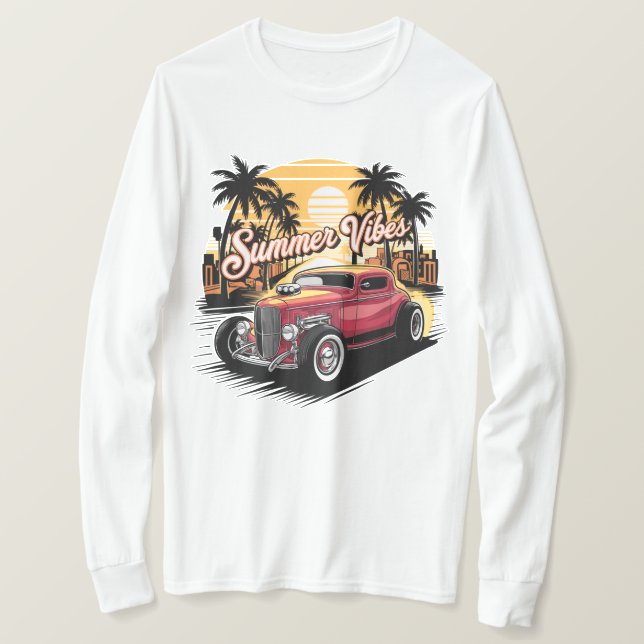 Camiseta Carro Clássico Vibrações de Verão (Frente do Design)