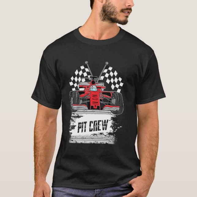 Camiseta Carro-Da-Corrida Engraçado, Pit Crew Racing F (Frente)