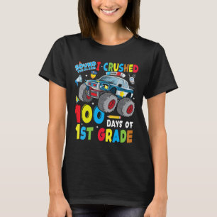 Camiseta Carro Da Polícia De Caminhões 100 Dias De Meninos