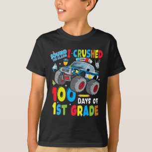 Camiseta Carro Da Polícia De Monstro 100 Dias Da Escola 1ru