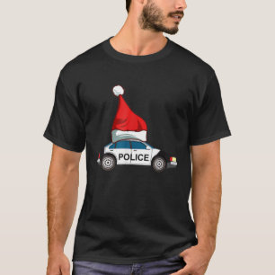 Camiseta Carro da Polícia T Natal Santa Hat Themed Tee