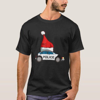 Camiseta Carro da Polícia T Natal Santa Hat Themed Tee