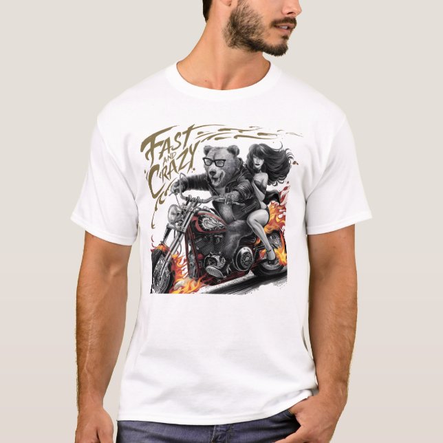 Camiseta Carro das Liberdades: Mulher em Moto (Frente)