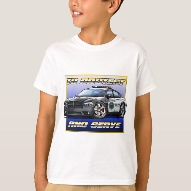 Camiseta Carro de 2014 polícias 1 do carregador de Dodge (Frente)