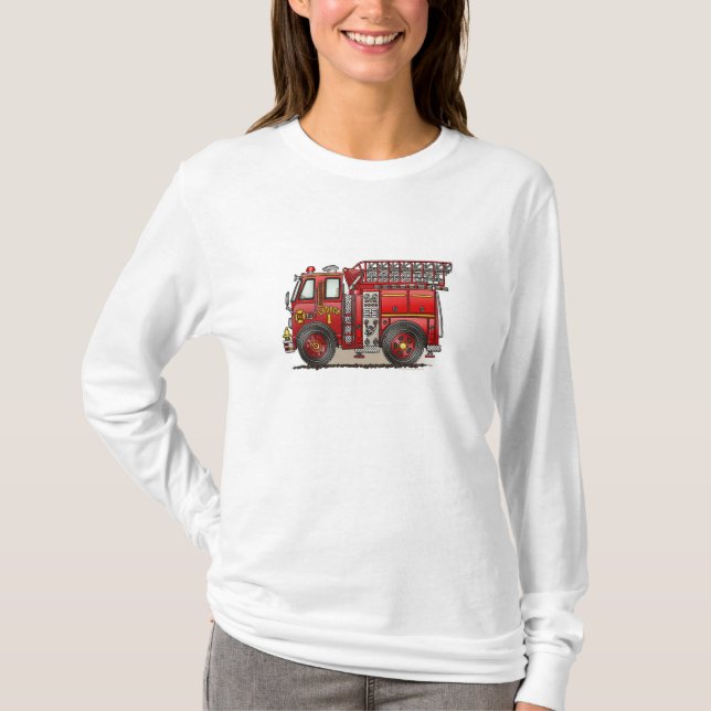 Camiseta Carro de bombeiros da escada (Frente)
