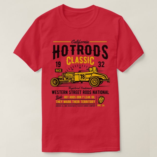 Camiseta Carro de Coleção de Vintage Hotrods (Frente do Design)