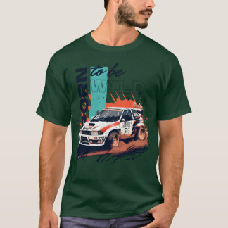 Camiseta Carro de competição de rali em uma corrida levanta