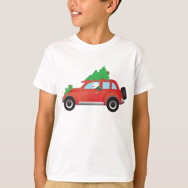 Camiseta Carro de Condução de Cachorro Eskimo Americano com (Frente)