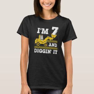 Camiseta Carro de Construção, 7, Escavador 7 Di