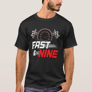 Camiseta Carro de Corrida Aniversário de 9 Anos Menino 9 An