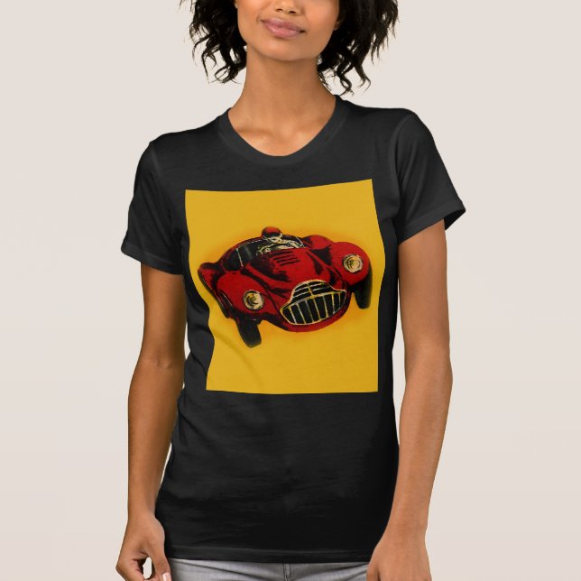Camiseta Carro de Corrida Automática Antigo Amarelo Vermelh (Frente)