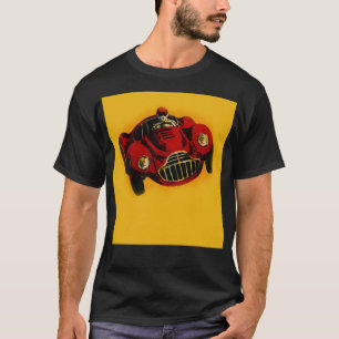 Camiseta Carro de Corrida Automática Antigo Amarelo Vermelh