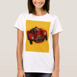 Camiseta Carro de Corrida Automática Antigo Amarelo Vermelh