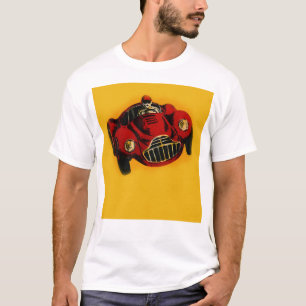 Camiseta Carro de Corrida Automática Antigo Amarelo Vermelh