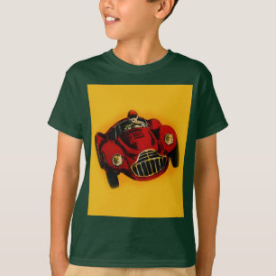 Camiseta Carro de Corrida Automática Antigo Amarelo Vermelh