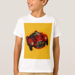 Camiseta Carro de Corrida Automática Antigo Amarelo Vermelh