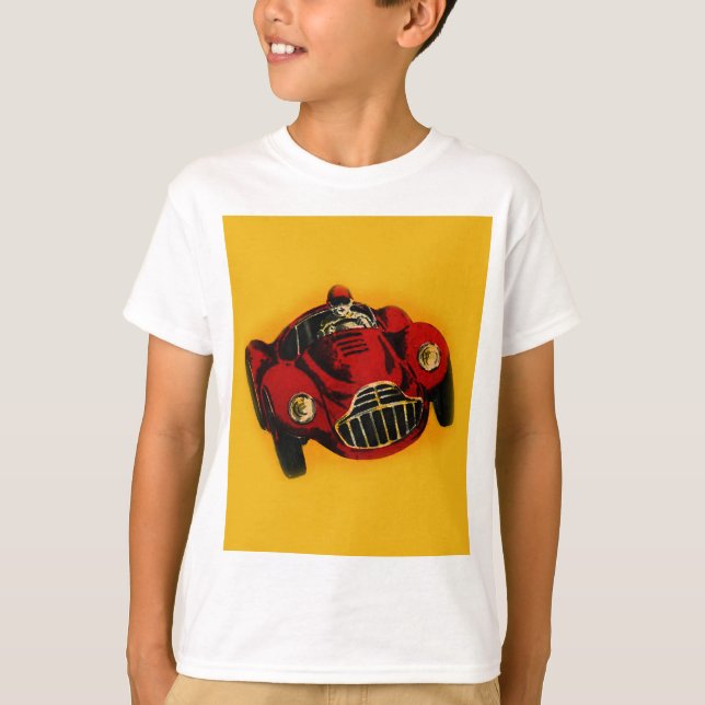 Camiseta Carro de Corrida Automática Antigo Amarelo Vermelh (Frente)
