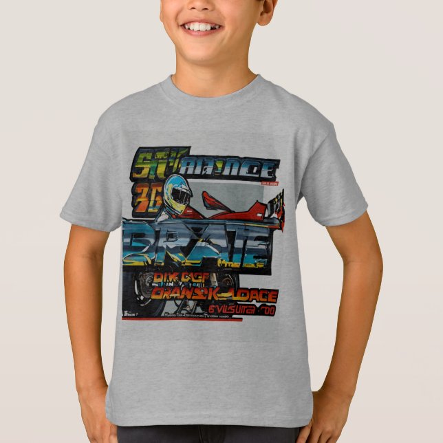 Camiseta carro de corrida de arrasto com bicicleta (Frente)