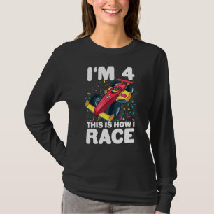 Camiseta Carro de corrida infantil 4º aniversário 4º e quat