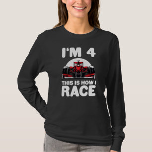 Camiseta Carro de corrida infantil 4º aniversário 4º e quat