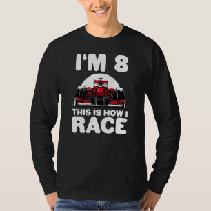 Camiseta Carro De Corrida Para Crianças 8º Aniversário 8º A