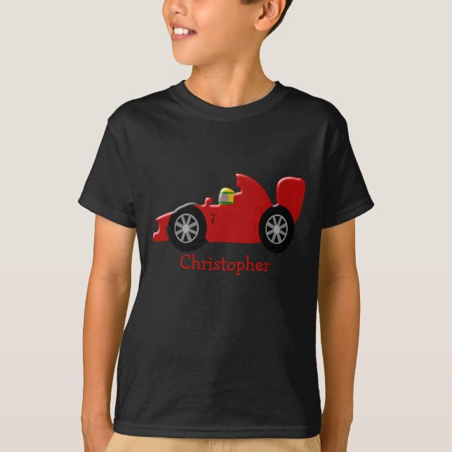 Camiseta Carro de Corrida Vermelha Personalizado (Frente)