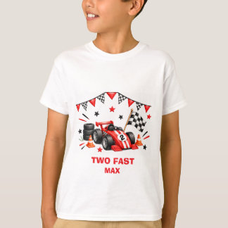 Camiseta Carro de Corrida Vermelho Dois Rápido Aniversário