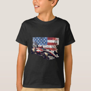 Camiseta Carro de corrida vintage bandeira americana 4 de j