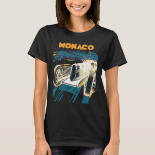 Camiseta Carro de Corrida Vintage Mônaco Azul Viagem