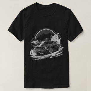 Camiseta Carro de deriva com trilhos de fumaça