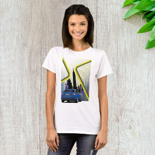 Camiseta Carro de Desempenho Azul Horizonte Urbano