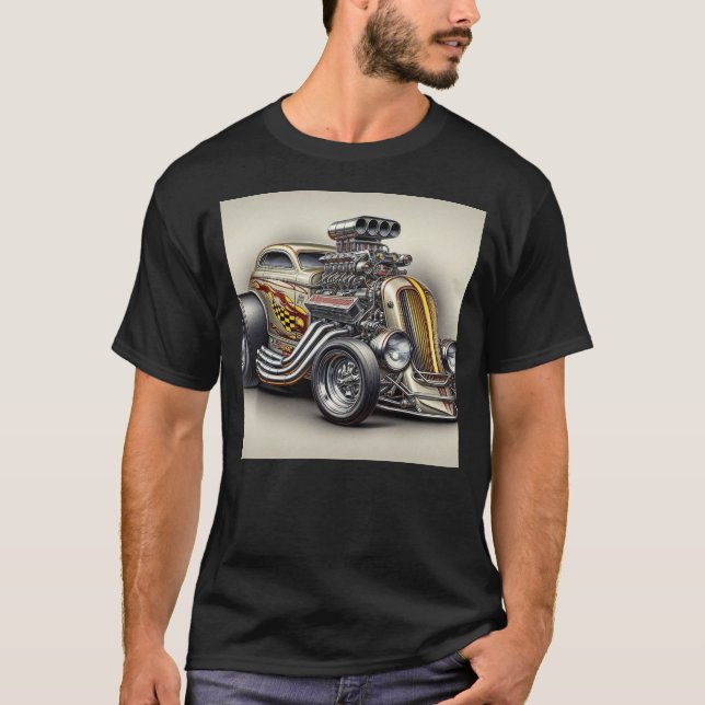 Camiseta Carro de Dragster Clássico Personalizado (Frente)